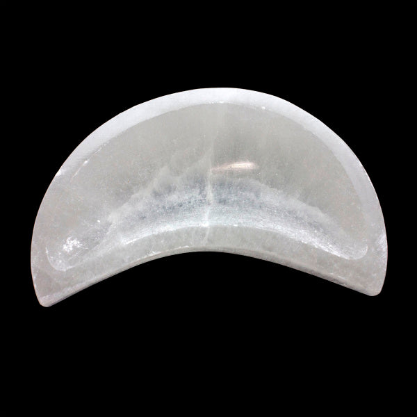 Satin Spar Selenite Moon Bowl (100mm)