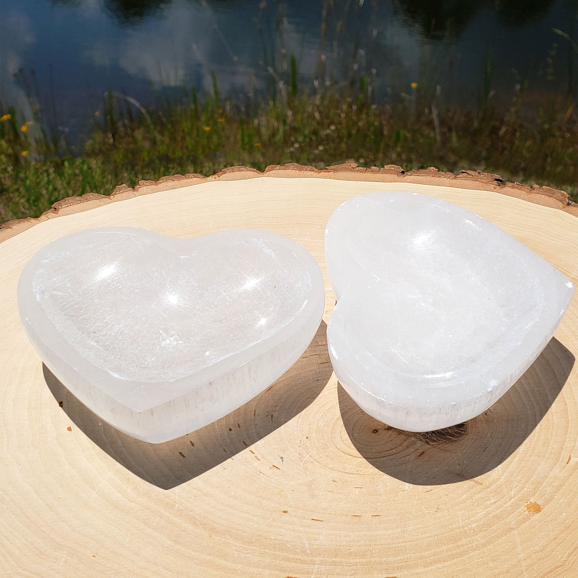 Satin Spar Selenite Crystal Heart Shaped Bowl
