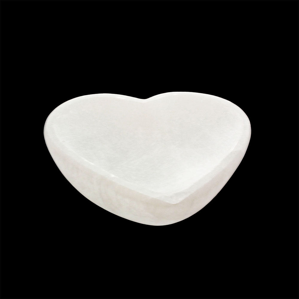 Satin Spar Selenite Crystal Heart Shaped Bowl
