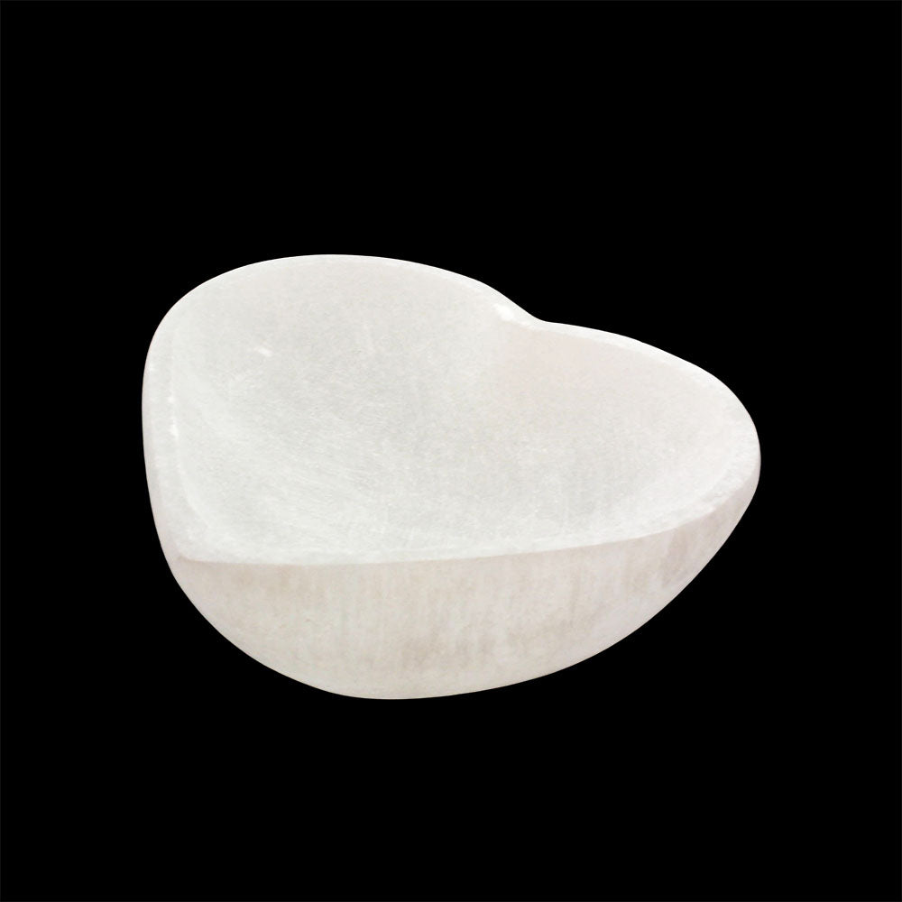 Satin Spar Selenite Crystal Heart Shaped Bowl